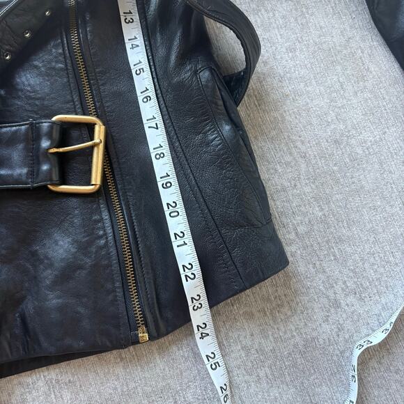 Vakko Genuine Black Leather Biker Jacket - Picture 7 of 8